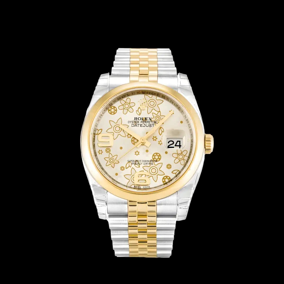 Rolex Datejust 116203 36mm Silver Floral Dial Watch