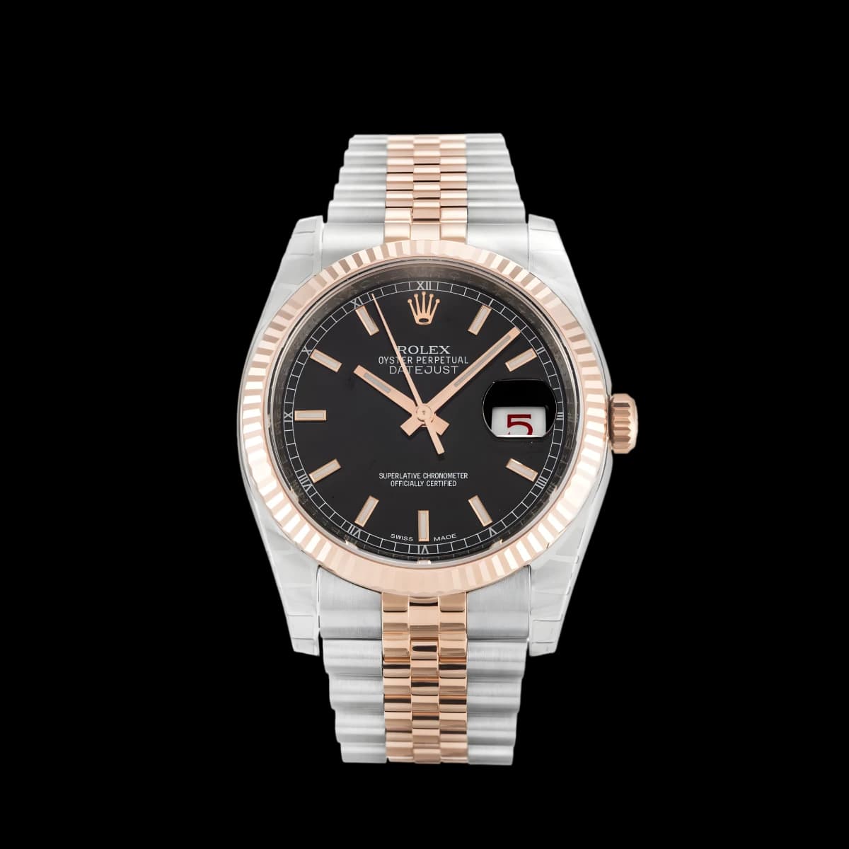 Rolex Datejust 116231 Everose Gold 36mm Black Dial