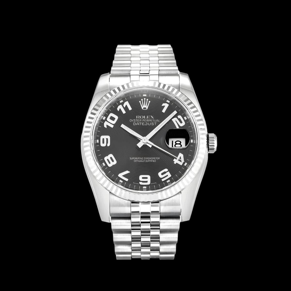 Rolex Datejust 116234 White Gold Bezel 36mm Black Dial