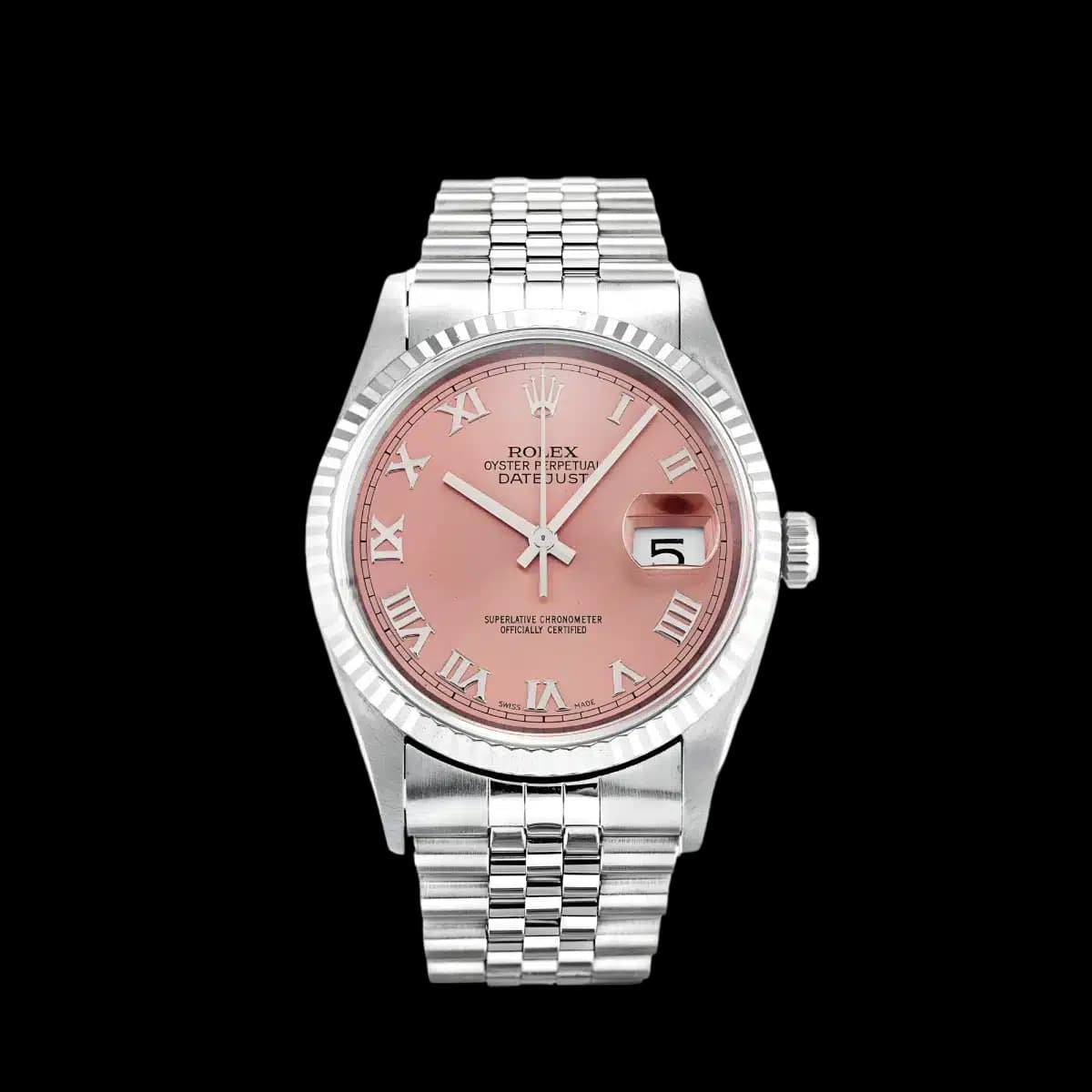 Rolex Datejust 16234 White Gold Bezel 36mm Pink Dial