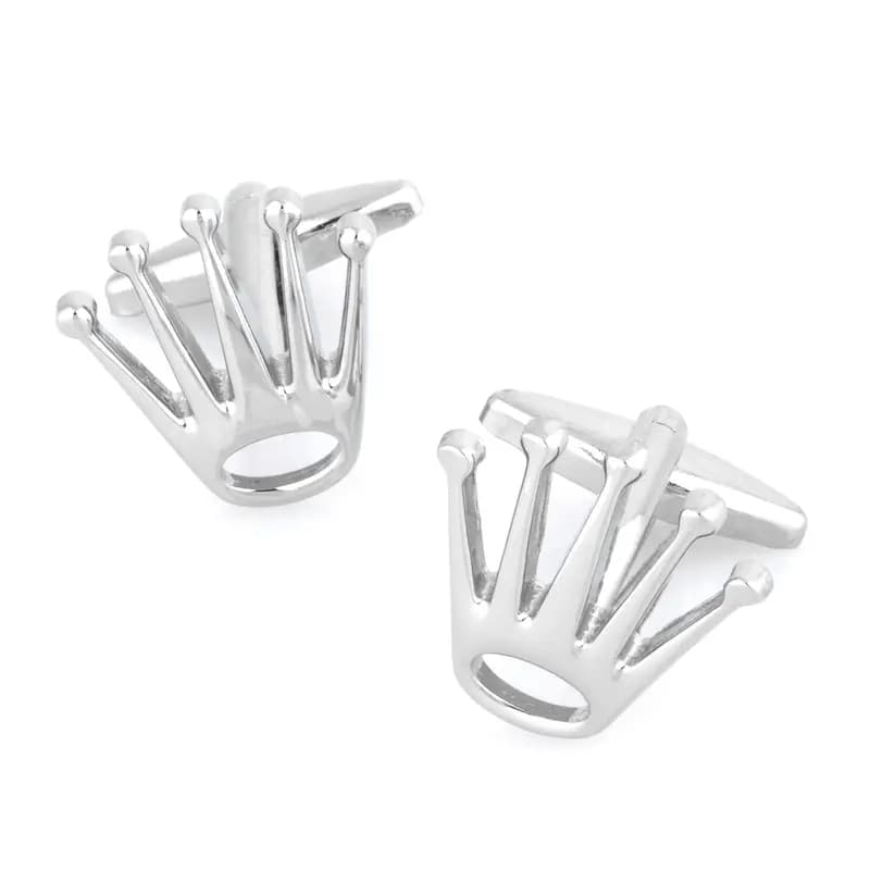 Rolex crown cufflinks silver polished stainless steel pair