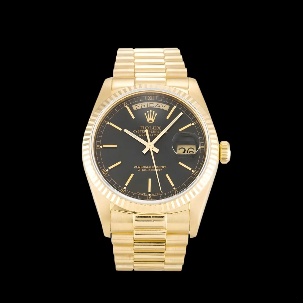 Rolex Day-Date 18038 36mm Black Dial Watch