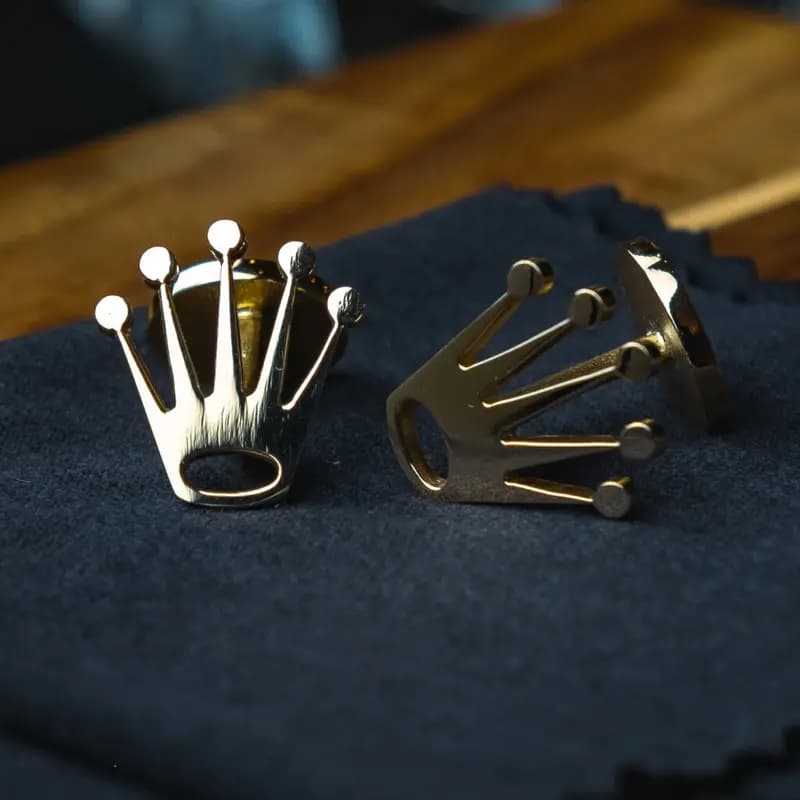 Rolex crown cufflinks yellow gold tone PVD pair