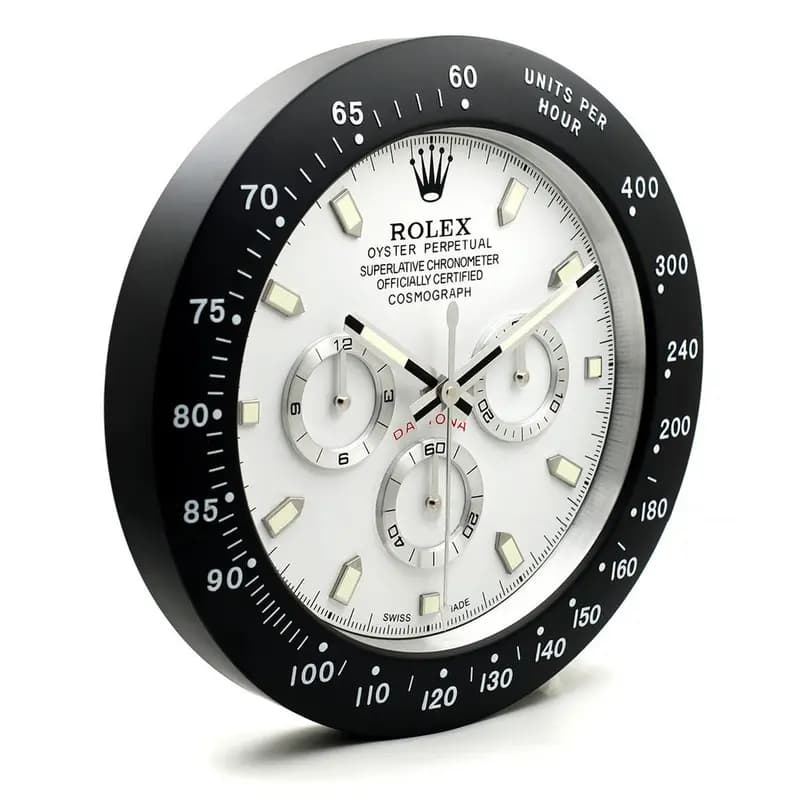 Rolex Daytona Panda wall clock 30cm white dial with tachymeter bezel and subdials