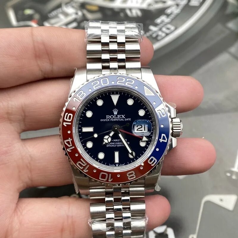 GMT-Master II watch image B showing bezel colors and hands