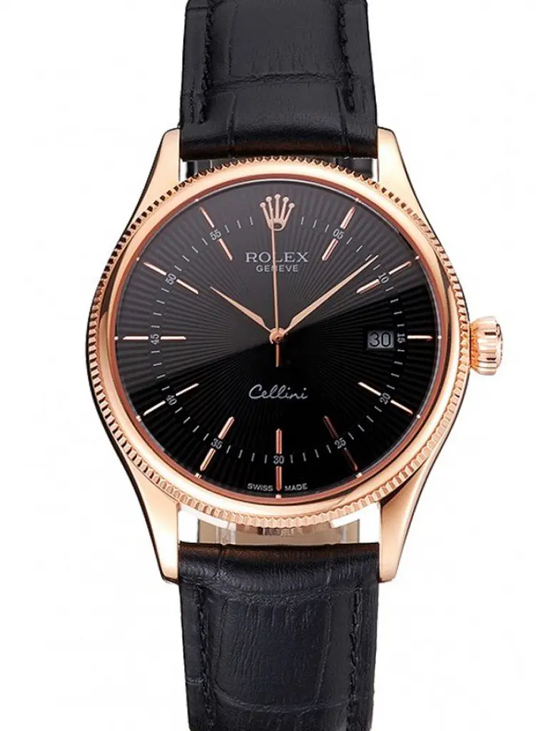 Rolex Cellini 016799 super clone replica black dial — front view