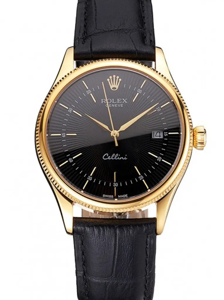 Rolex Cellini 016807 clone black dial — front view