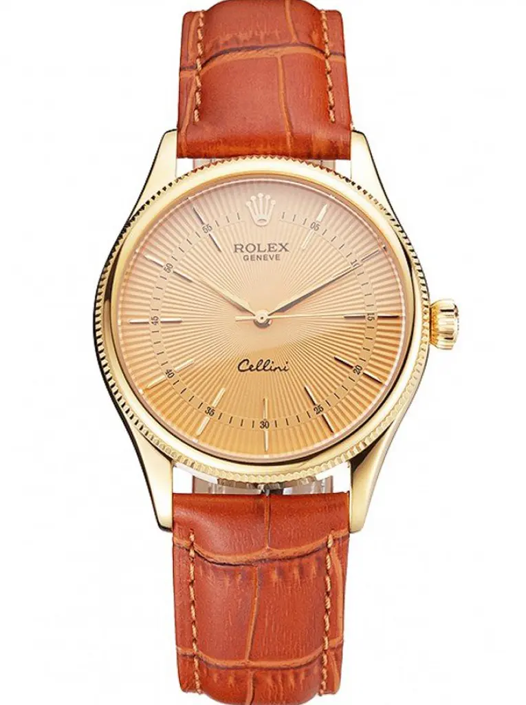 Rolex Cellini 016808 clone gold dial — front view