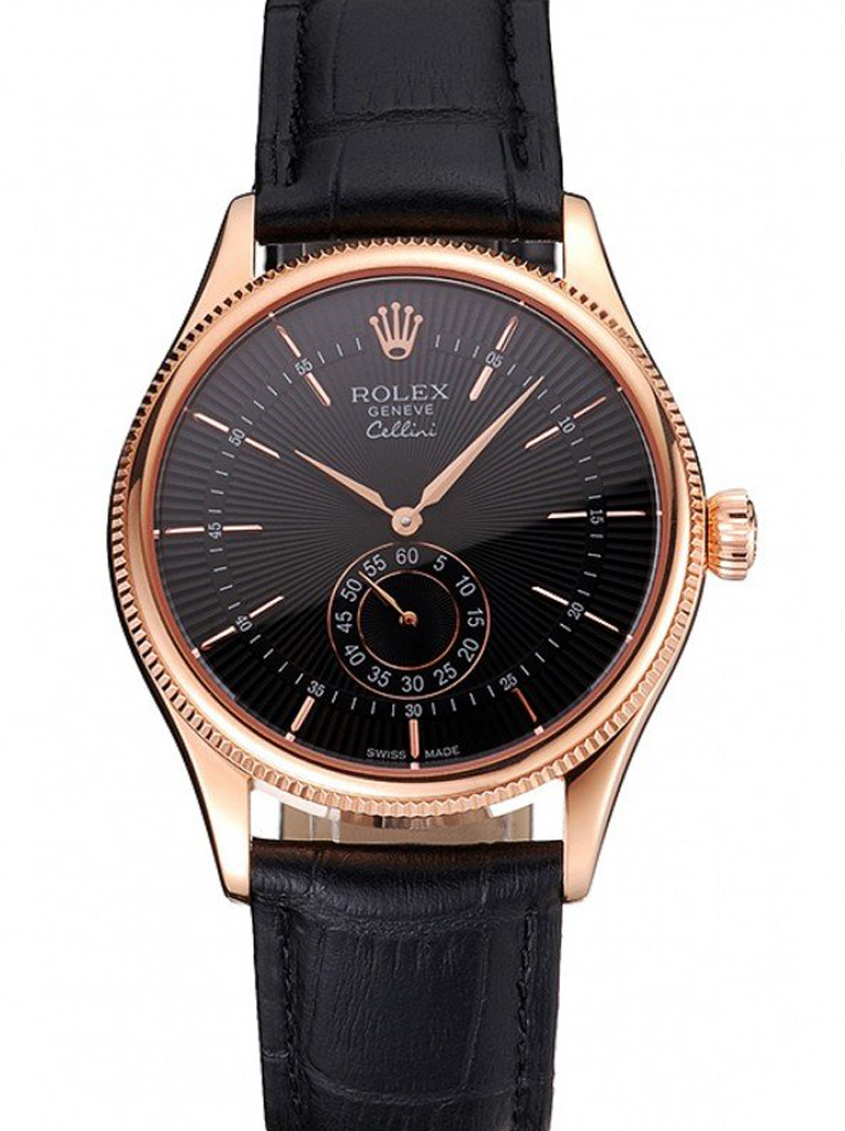 Rolex Cellini REP016792 fake black dial — front view