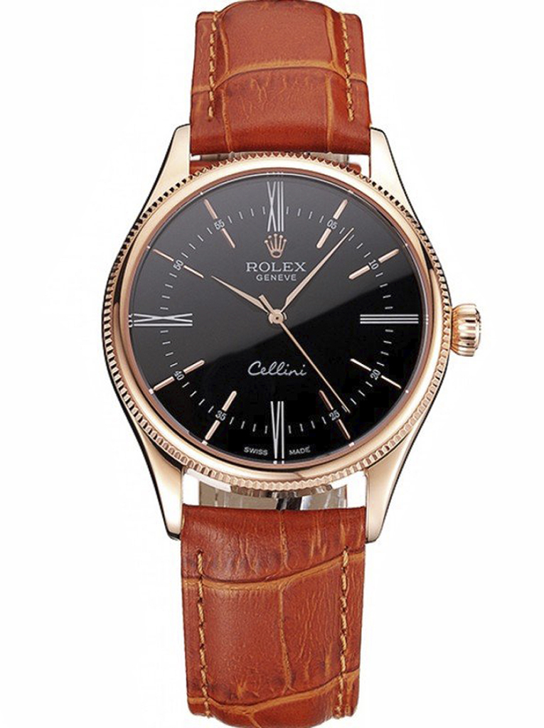 Rolex Cellini REP016794 copy black dial — front view