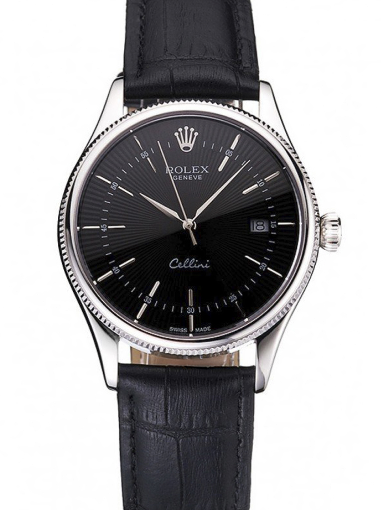 Rolex Cellini REP016796 clone black dial — front view