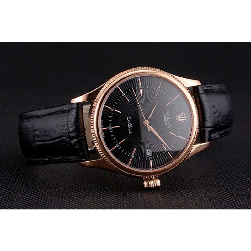 Rolex Cellini REP016799 1:1 replica black dial — caseback detail