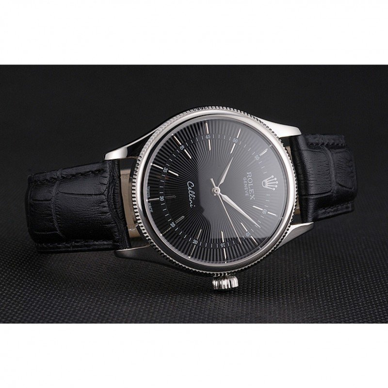 Rolex Cellini REP016809 super clone replica black dial — caseback detail