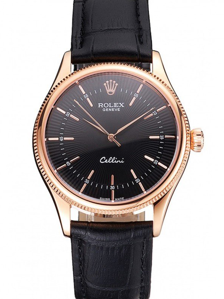 Rolex Cellini REP016815 1:1 replica black dial — front view