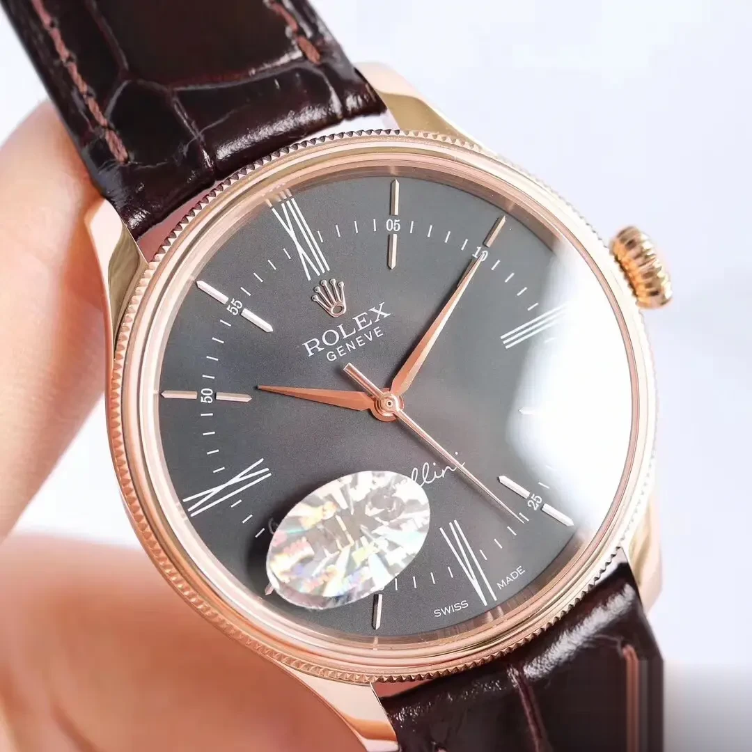 Rolex Cellini 50505 miyota replica 39mm — crown and case detail