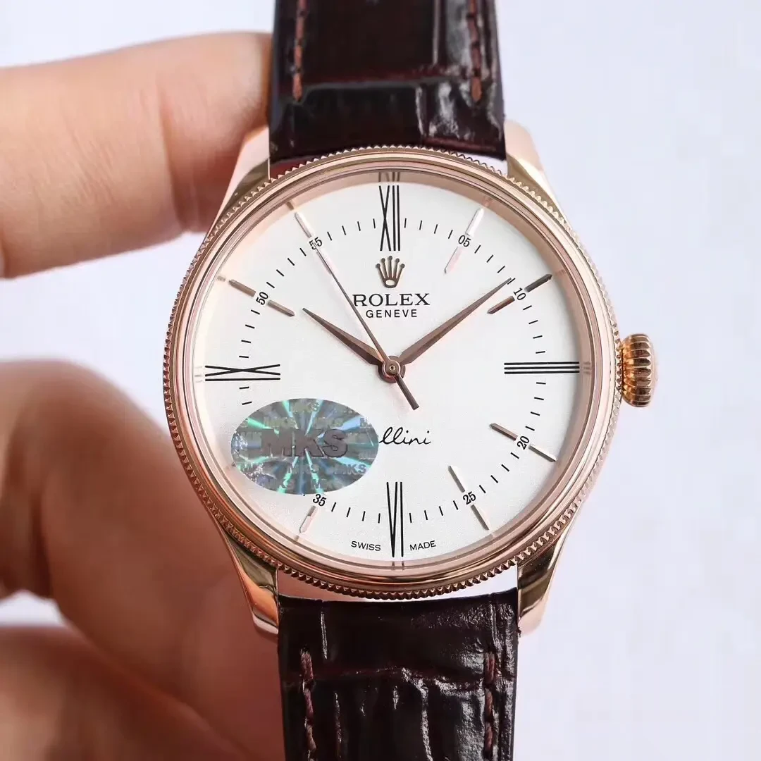 Rolex Cellini 50505 miyota replica 39mm — crown and case detail