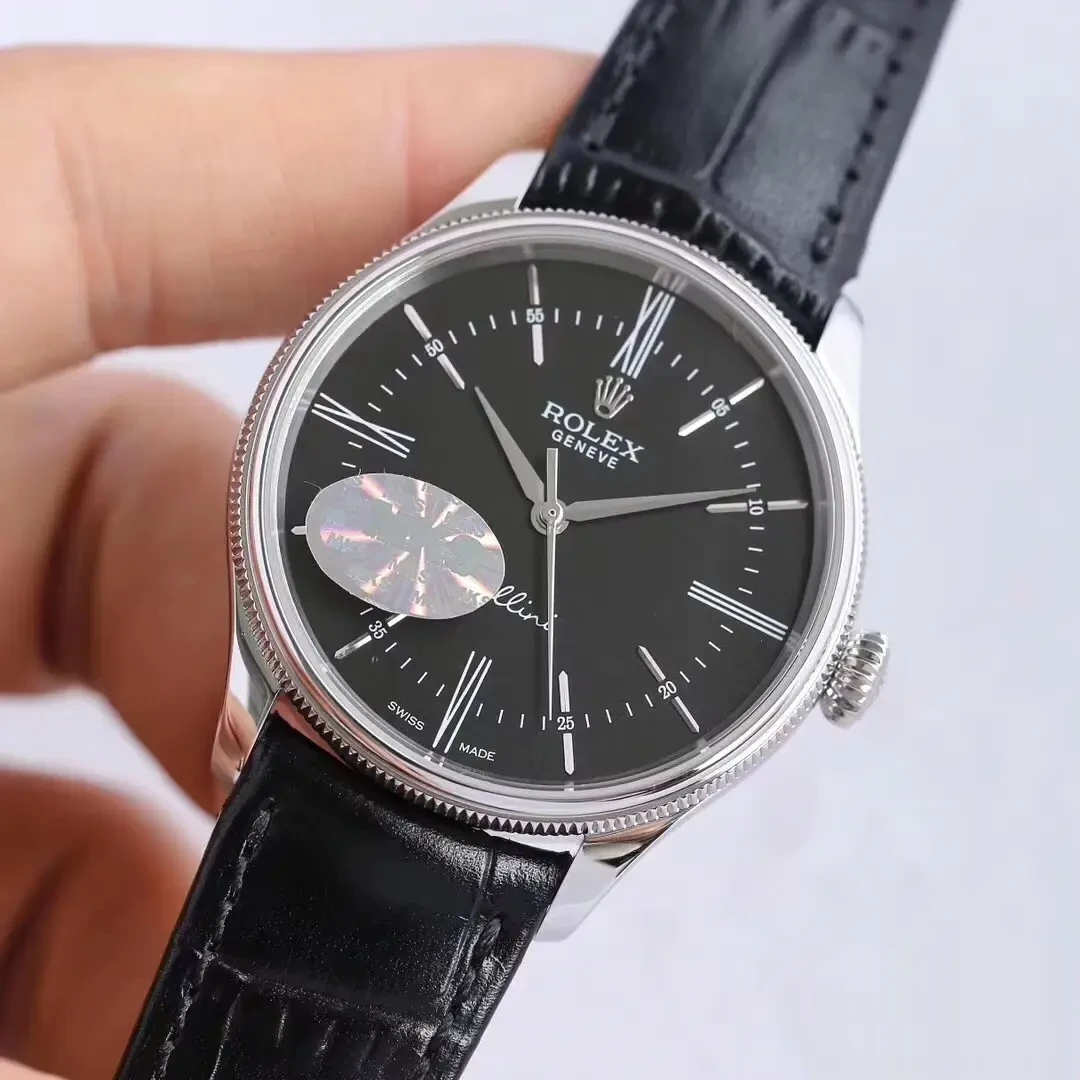 Rolex Cellini 50509 replica black dial — caseback detail