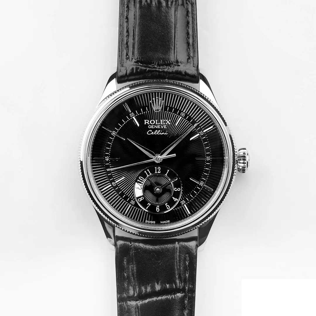 Rolex Cellini 50529 rolex clone black dial — angled view