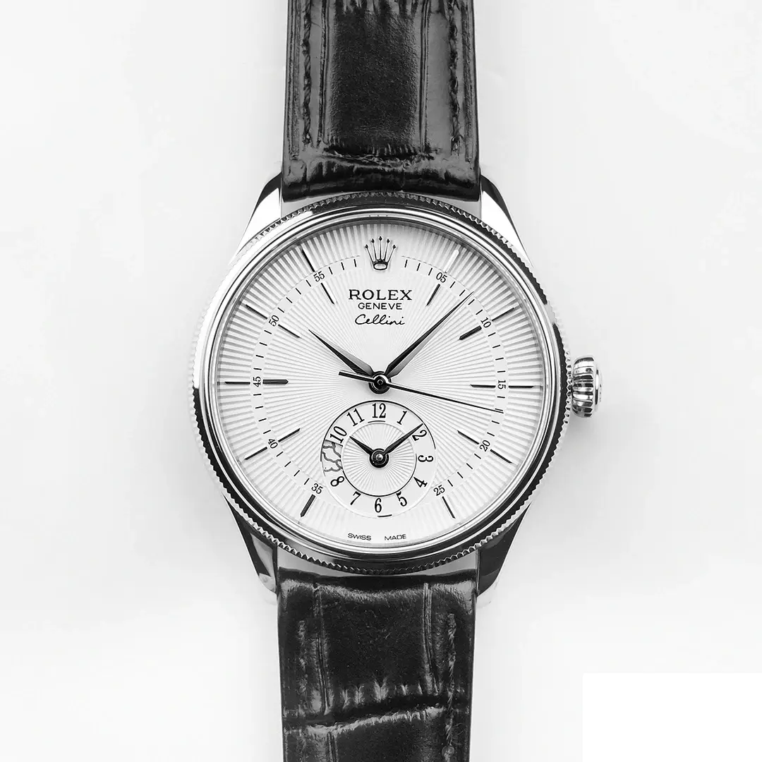Rolex Cellini 50529 replica silver dial — angled view