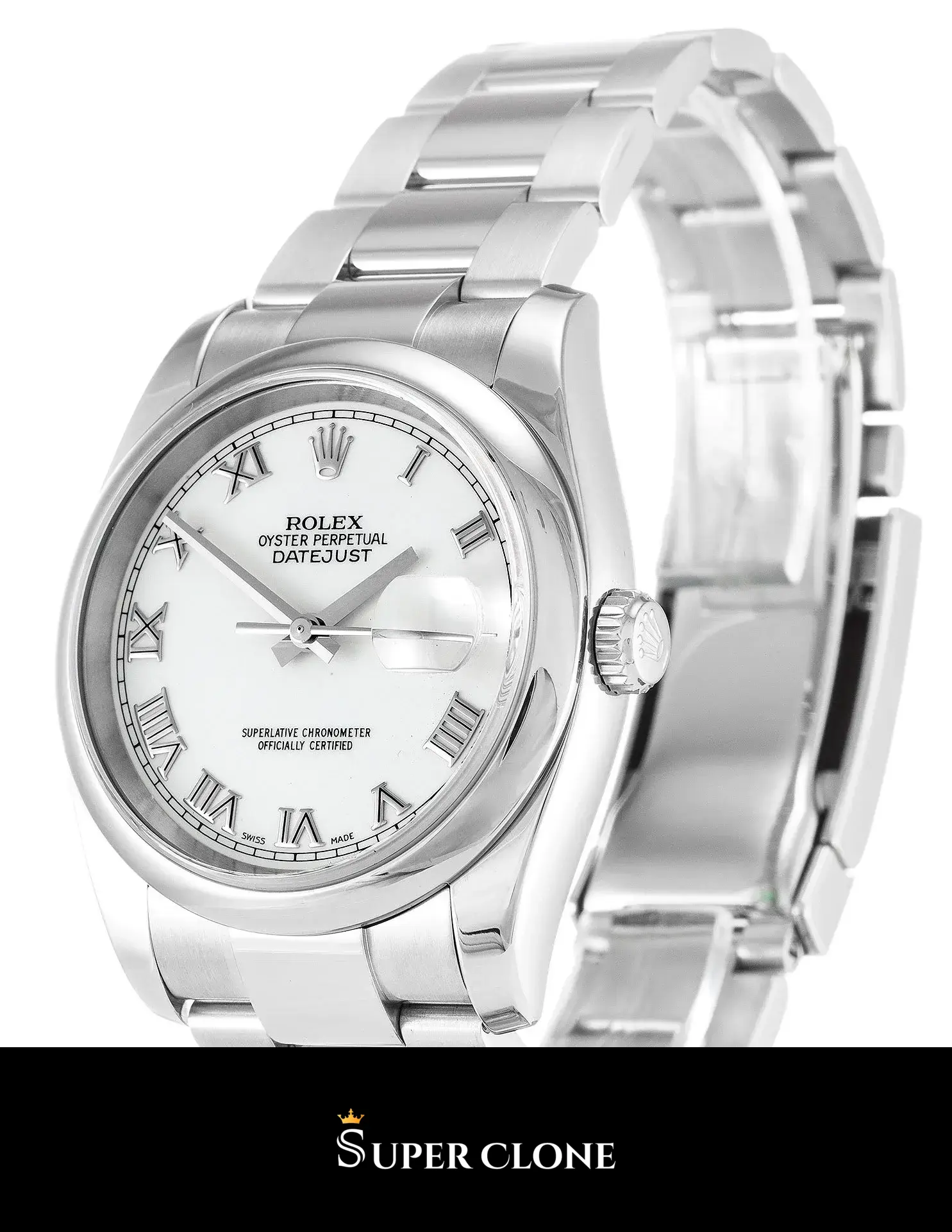 Datejust 116200 japanese automatic replica white dial — caseback detail