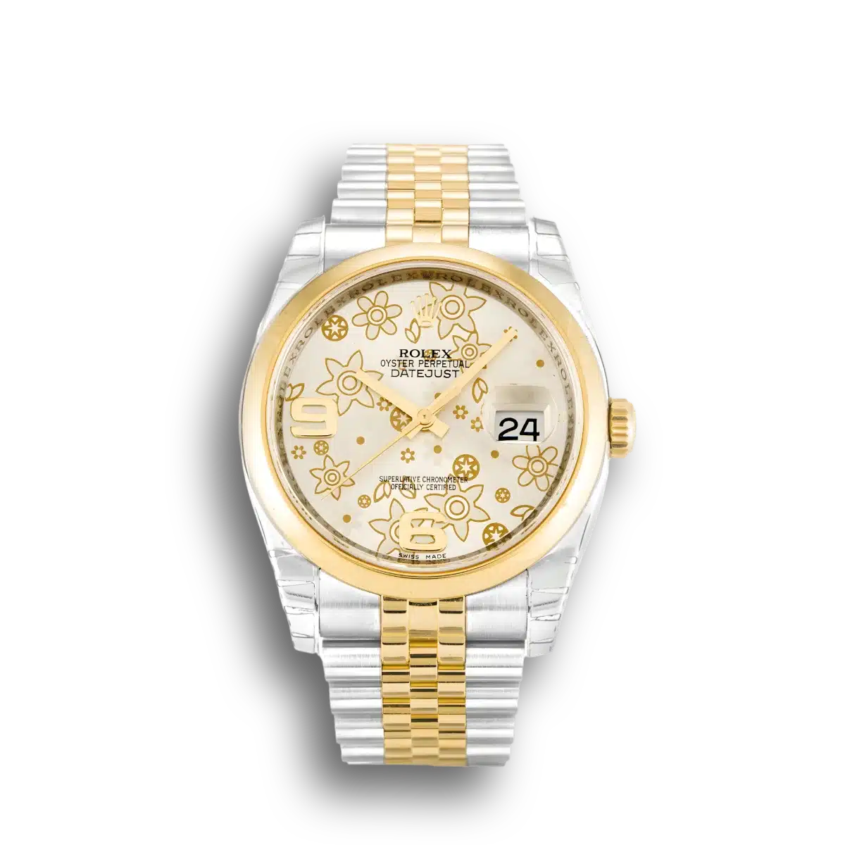Rolex Datejust 116203 1:1 replica silver floral dial — front view