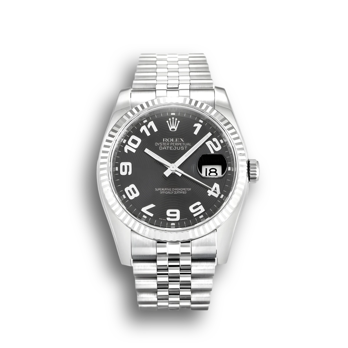 Rolex Datejust 116234 White Gold Bezel 36mm Black Dial