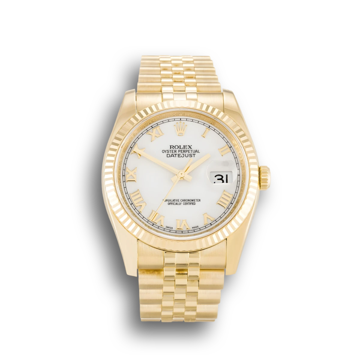 Datejust 116238 super clone replica white dial — front view