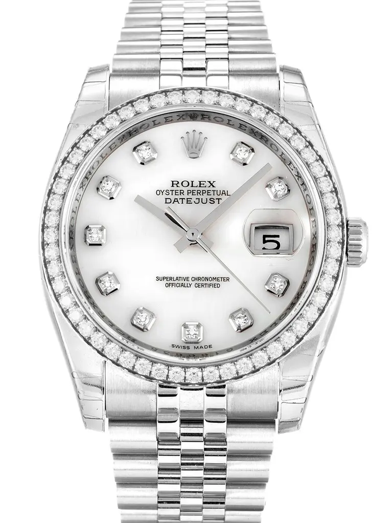 Datejust 116244 super clone replica white mop dial — front view