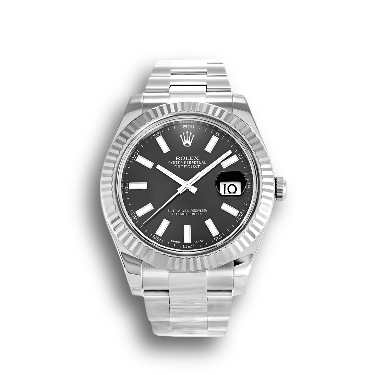 Rolex Datejust 116334 clone black dial — front view