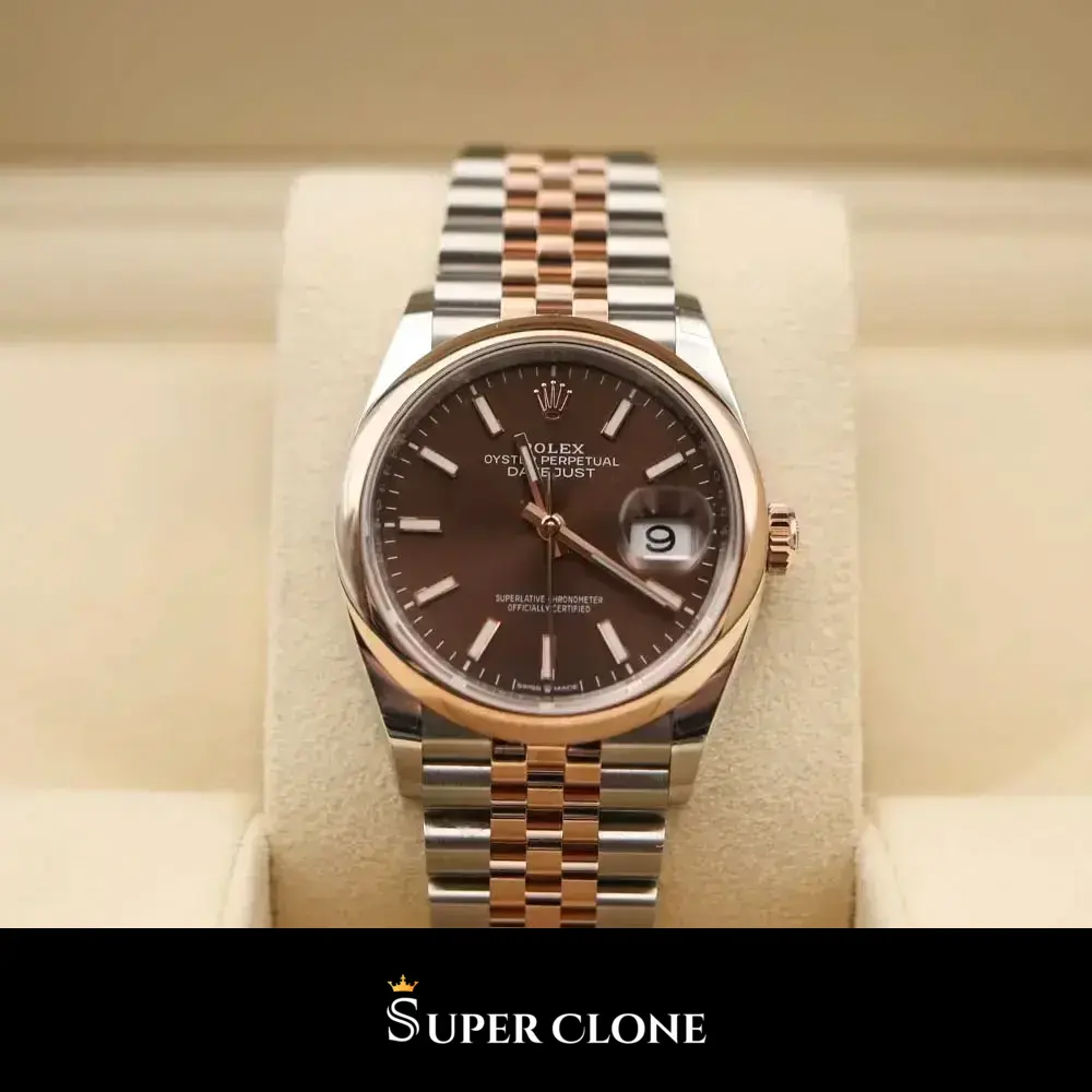 Rolex Datejust 126201 replica chocolate dial — caseback detail