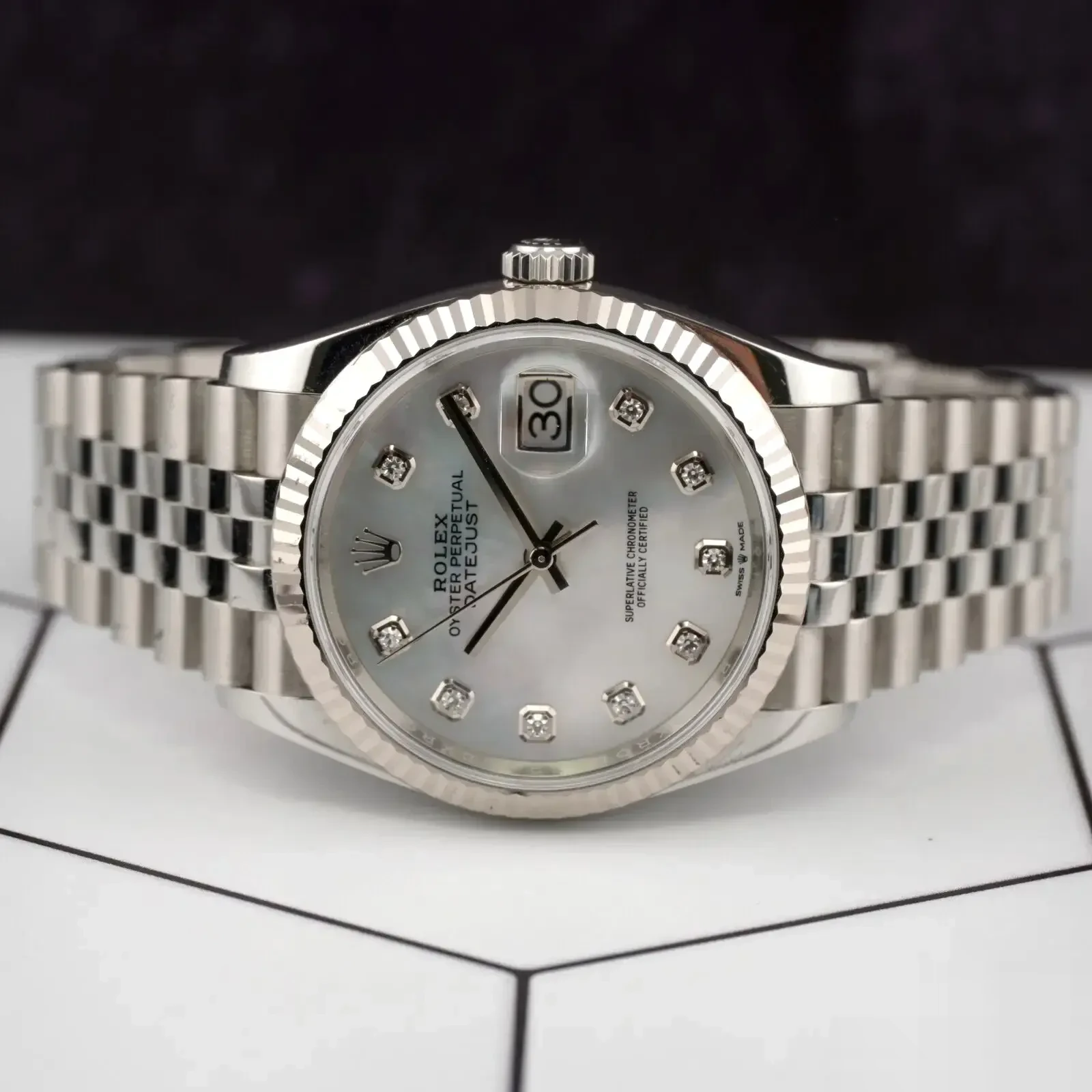 Rolex Datejust 126233 miyota replica white dial — caseback detail