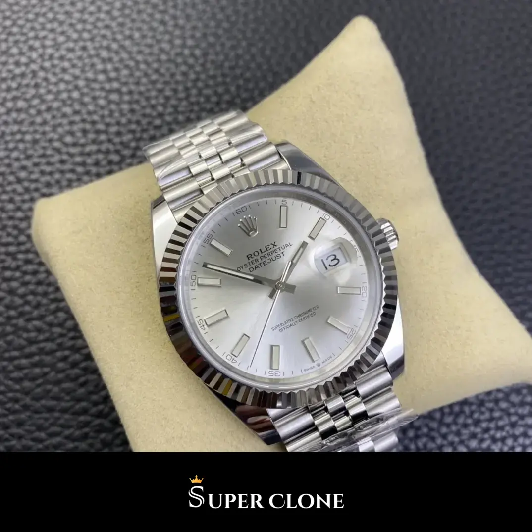 Rolex Datejust 126334 replica silver dial — caseback detail