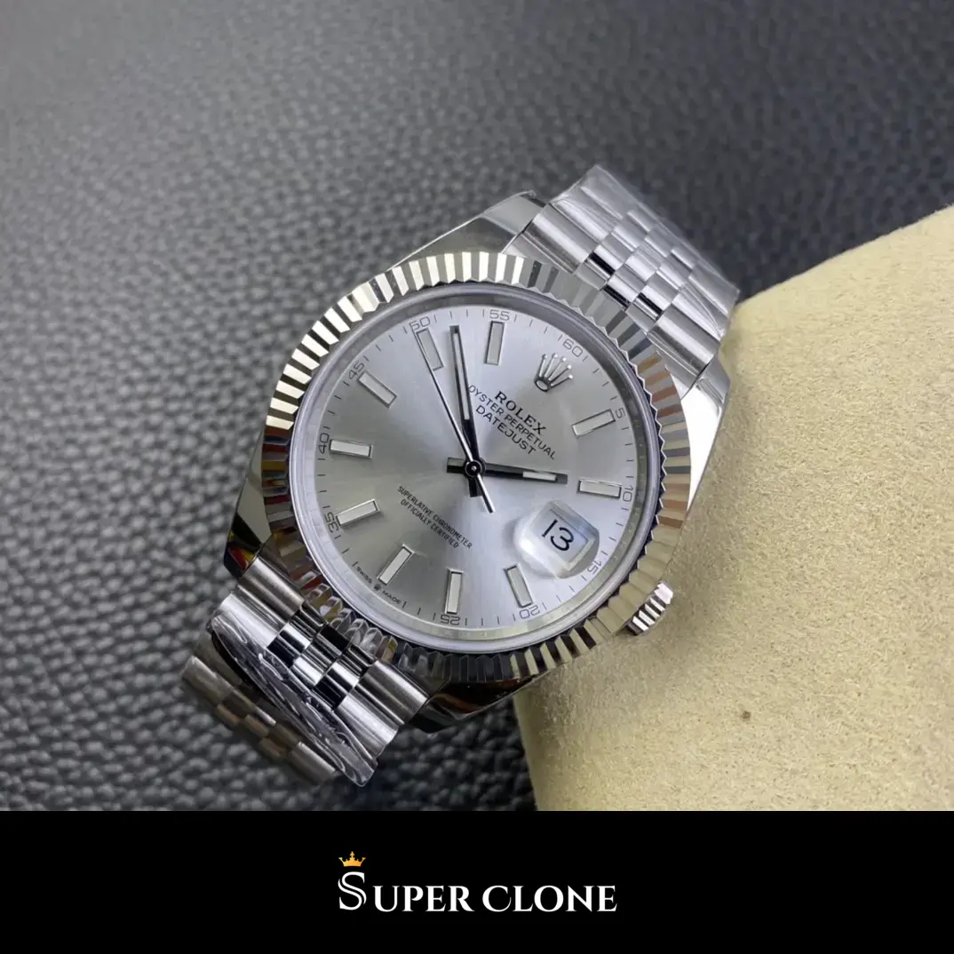 Rolex Datejust 126334 miyota replica 41mm — crown and case detail