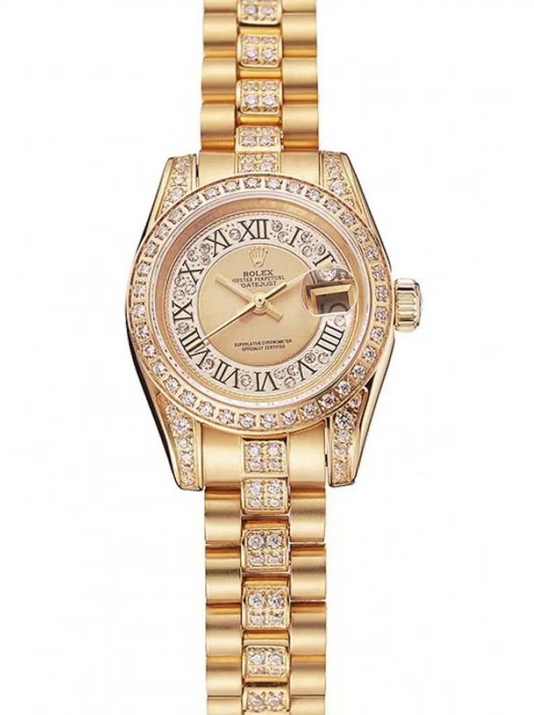 Datejust 1453953 clone gold dial — front view