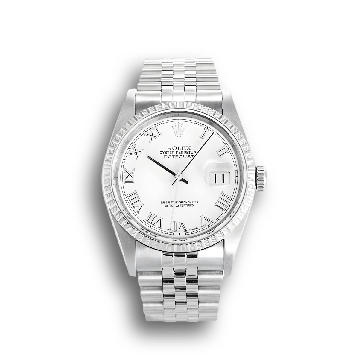 Datejust 16220 replica white dial — front view