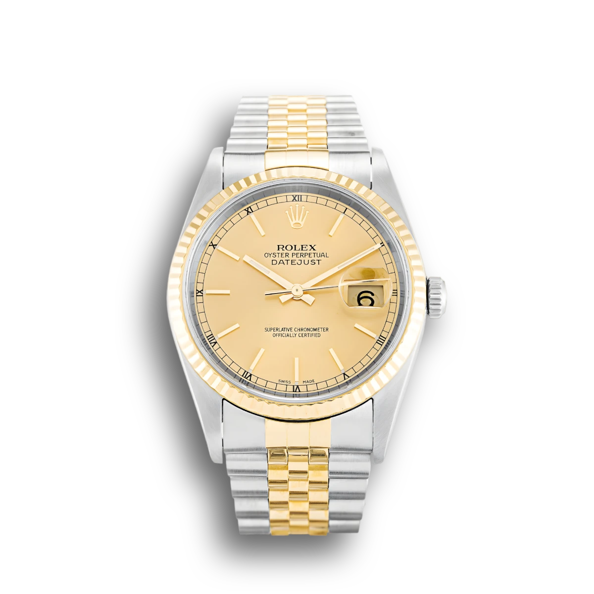 Rolex Datejust 16233 copy champagne dial — front view