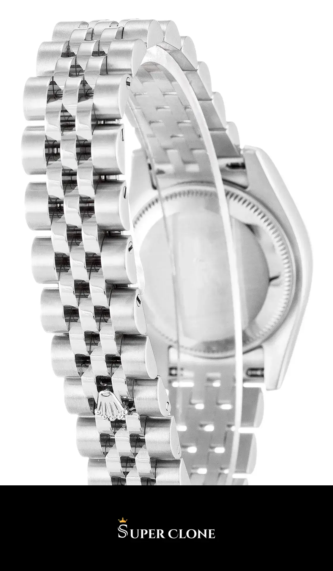 Rolex Datejust 179174 miyota replica white dial — caseback detail
