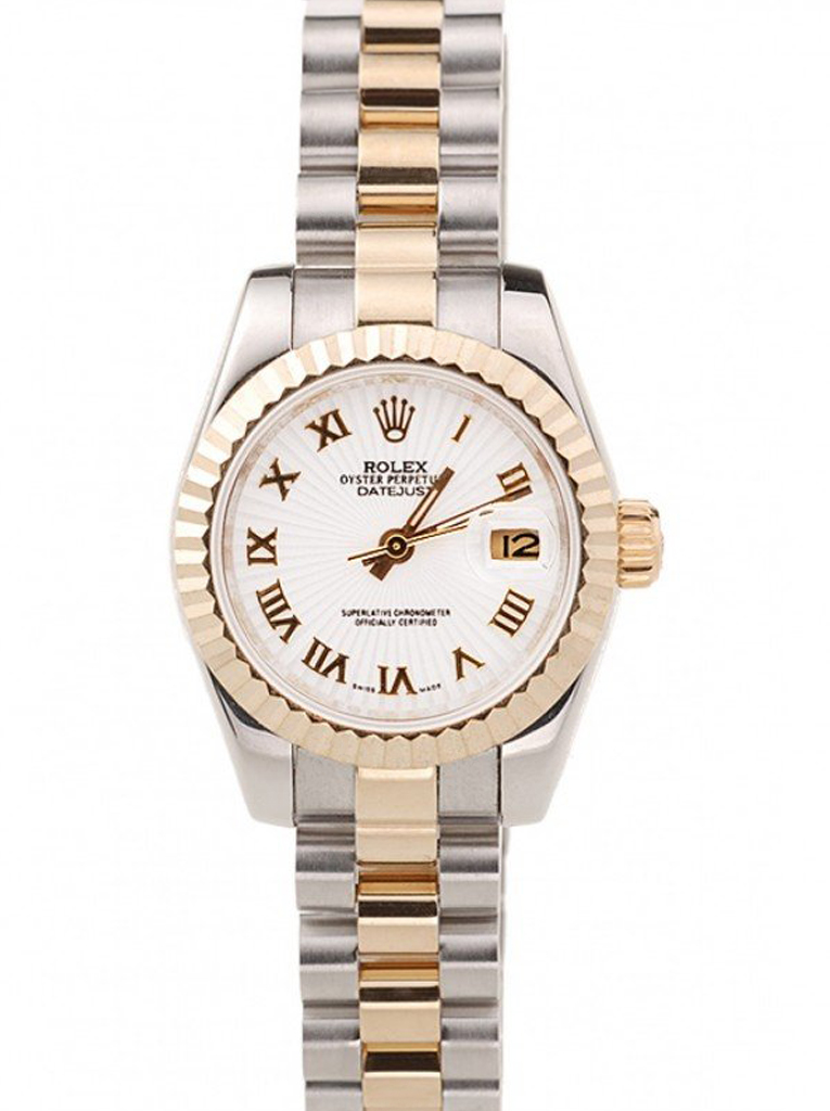 Rolex Lady-Datejust SRL104 clone white dial — front view