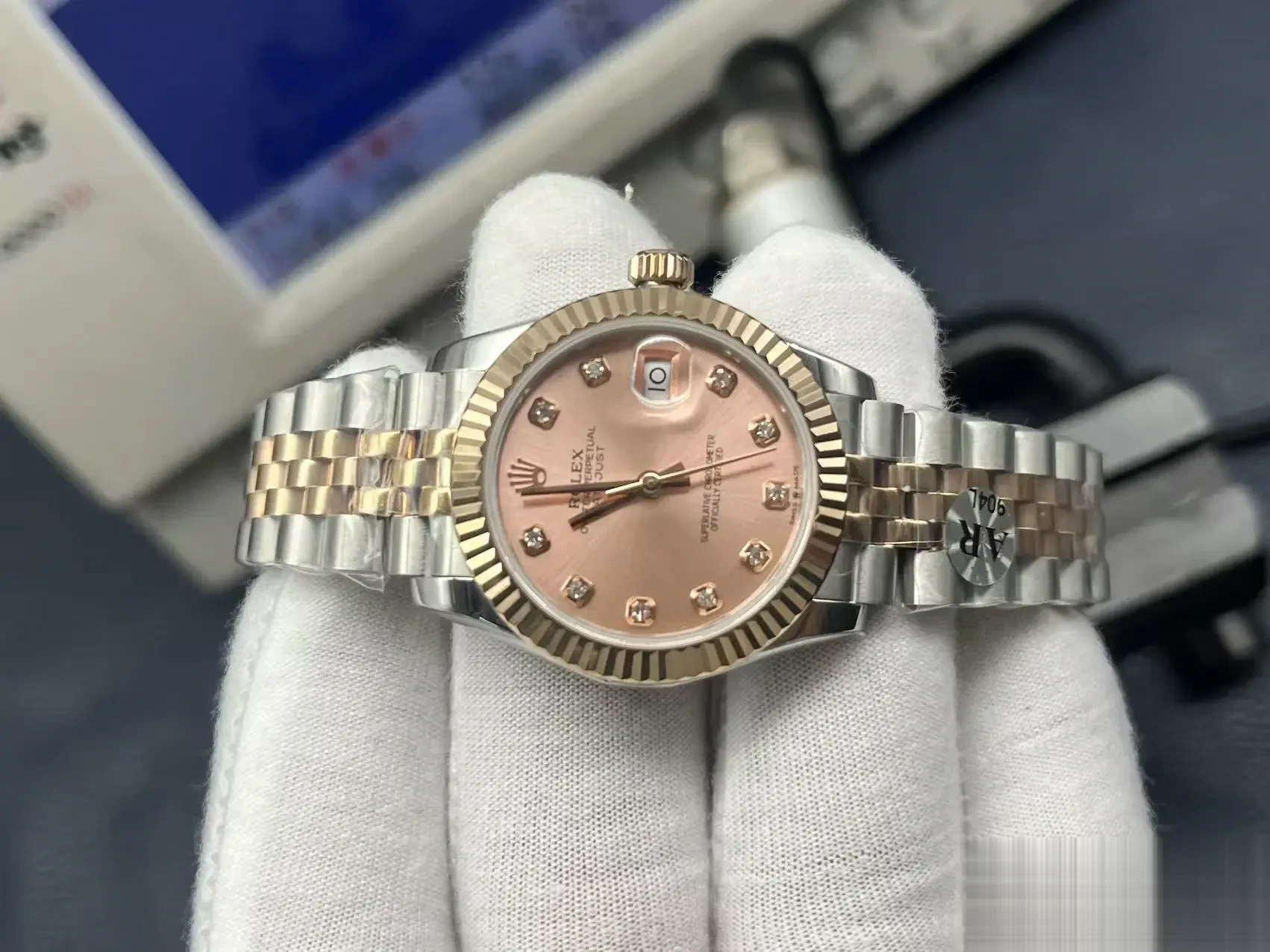 Datejust 278271 rolex replica pink dial — caseback detail