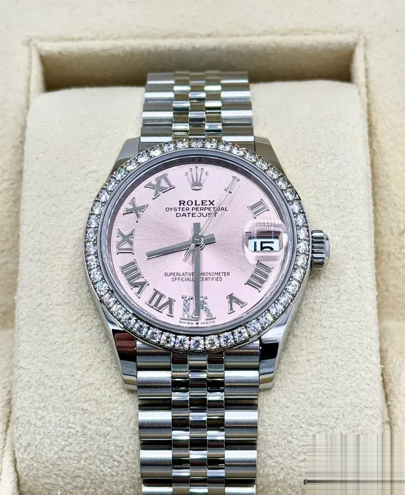 Datejust 278384RBR rolex replica pink dial — bezel macro