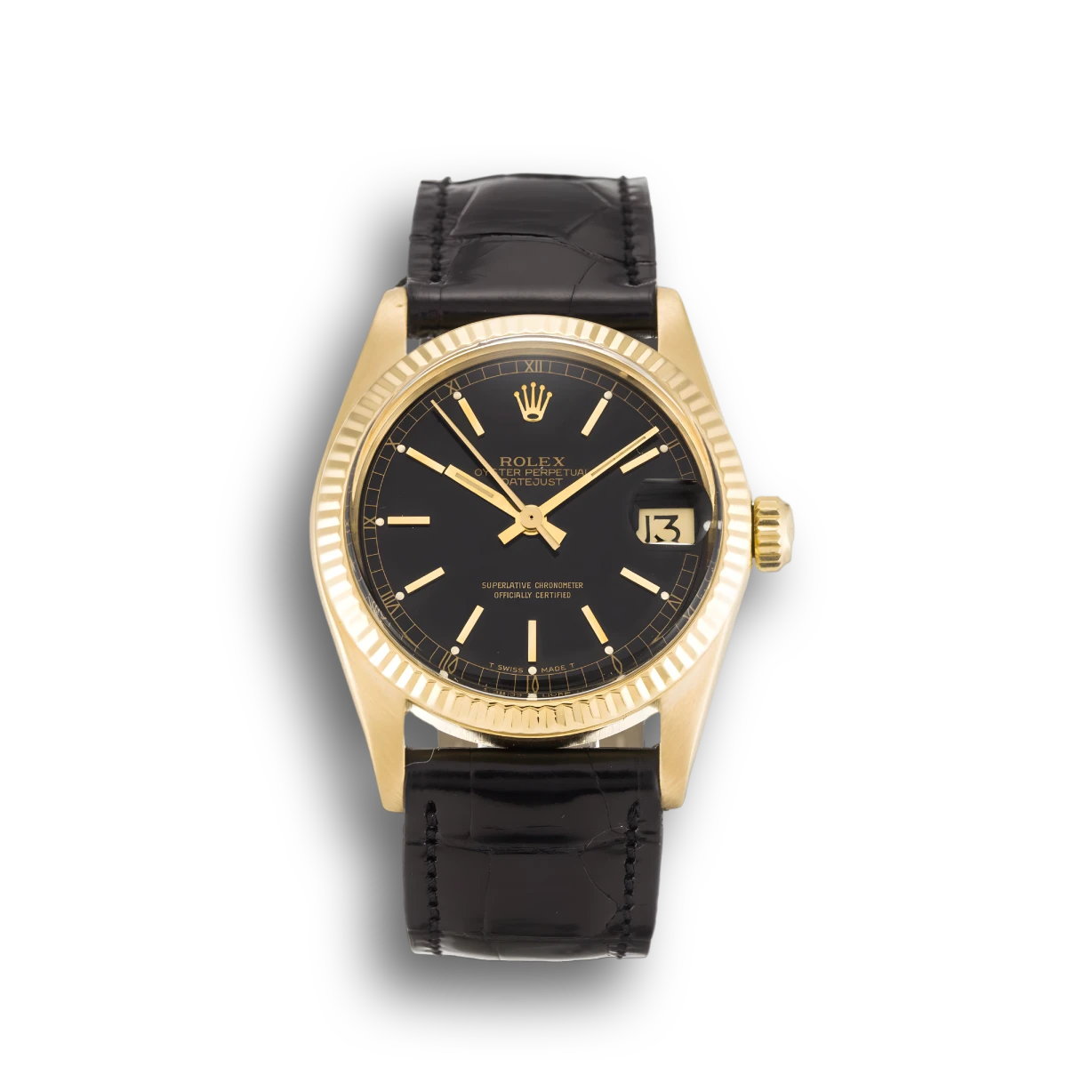 Datejust 6827 replica black dial — front view