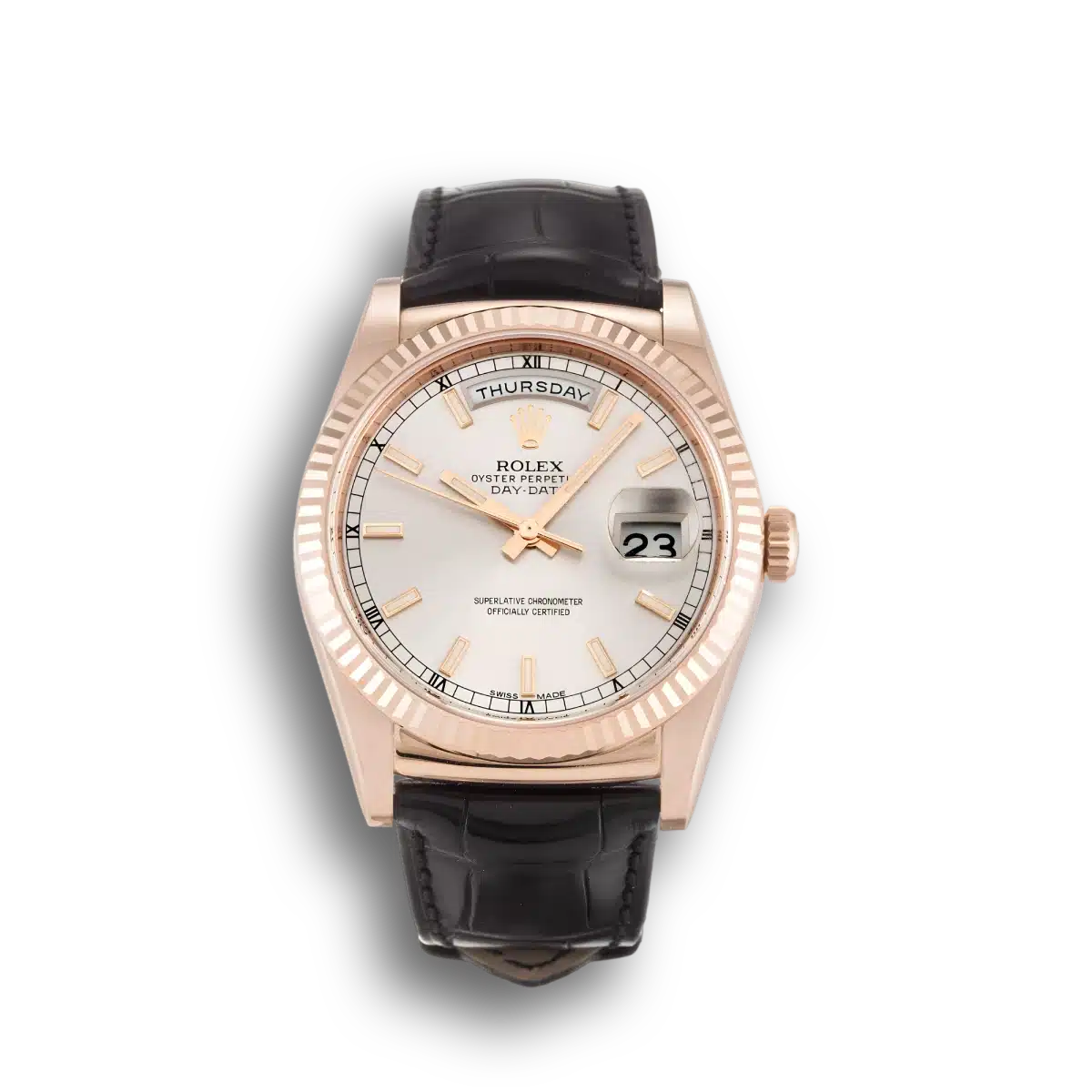 Day-Date 118135 1:1 replica silver dial — front view