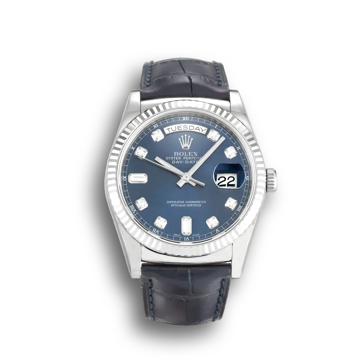 Rolex Day-Date 118139 miyota replica blue dial — front view