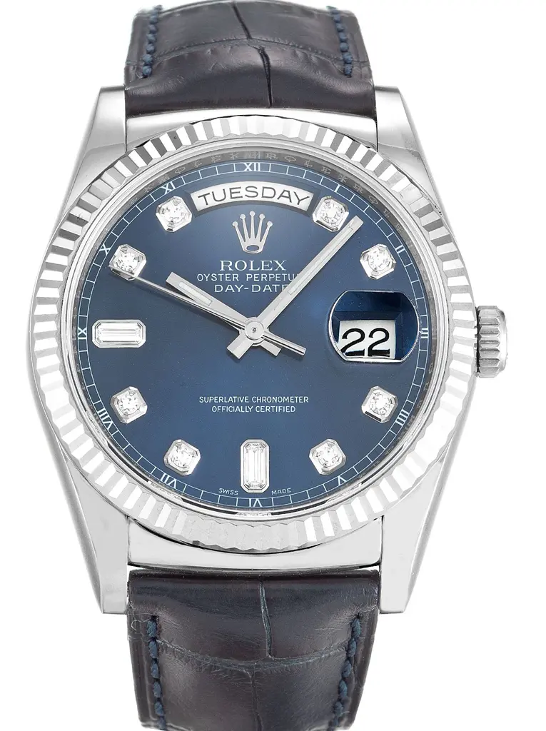 Rolex Day-Date 118139 1:1 replica blue dial — front view