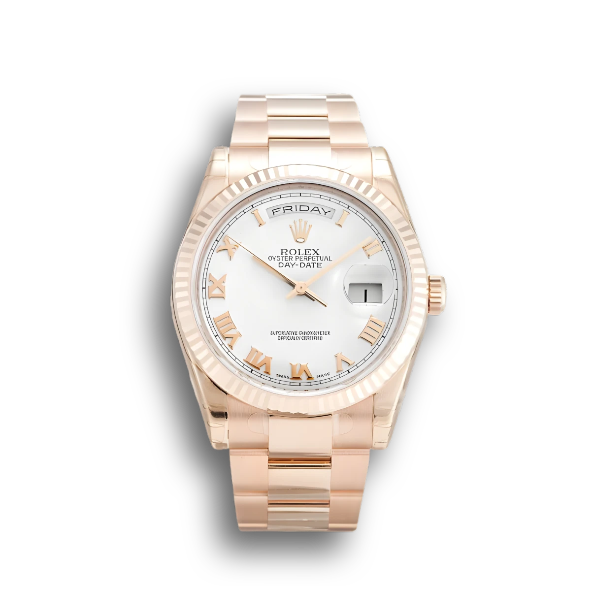 Rolex Day-Date 118235F copy white dial — front view