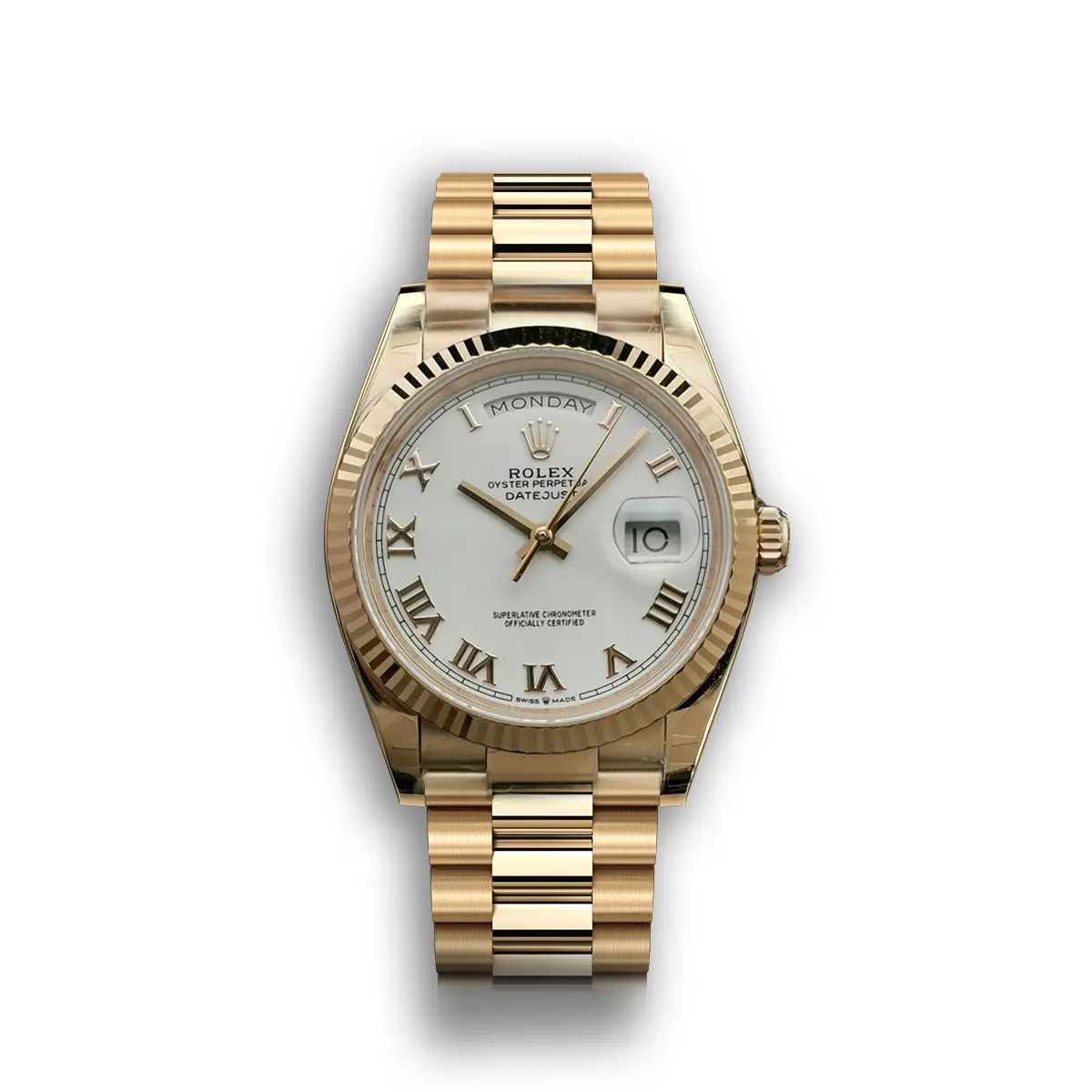 Day-Date 41985 copy white dial — front view