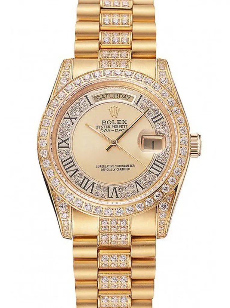 Rolex Day-Date 1453954 fake gold dial — front view