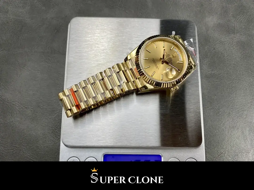 Day-Date 228238 rolex replica champagne dial — angled view