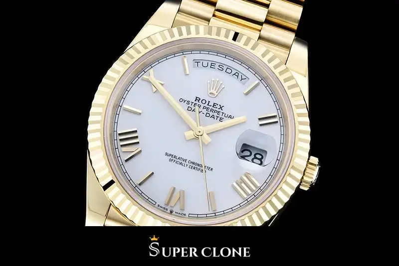 Day-Date 228238 rolex replica white dial — side profile