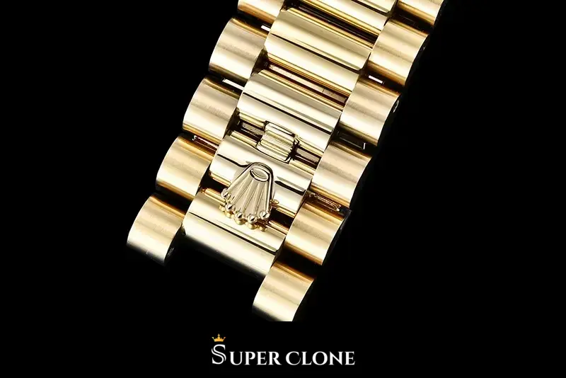 Rolex Day-Date 228238 miyota replica white dial — crown and case detail